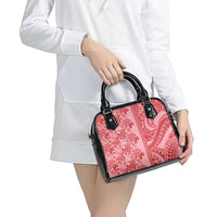 Red Hibiscus Monstera Seamless Kakau Hawaii Shoulder Handbag LT14 - Polynesian Pride