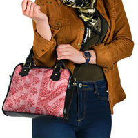 Red Hibiscus Monstera Seamless Kakau Hawaii Shoulder Handbag LT14 - Polynesian Pride