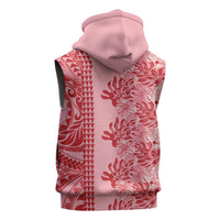 Red Hibiscus Monstera Seamless Kakau Hawaii Sleeveless Hoodie LT14 - Polynesian Pride
