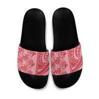 Red Hibiscus Monstera Seamless Kakau Hawaii Slide Sandals LT14 Red - Polynesian Pride