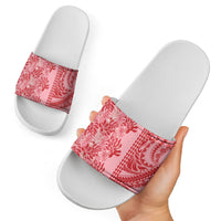 Red Hibiscus Monstera Seamless Kakau Hawaii Slide Sandals LT14 - Polynesian Pride