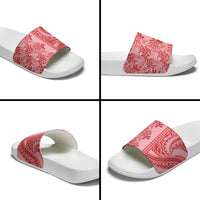 Red Hibiscus Monstera Seamless Kakau Hawaii Slide Sandals LT14 - Polynesian Pride