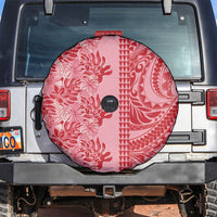 Red Hibiscus Monstera Seamless Kakau Hawaii Spare Tire Cover LT14 Red - Polynesian Pride