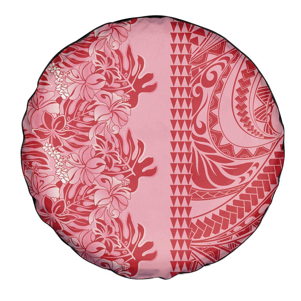 Red Hibiscus Monstera Seamless Kakau Hawaii Spare Tire Cover LT14 - Polynesian Pride