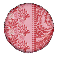 Red Hibiscus Monstera Seamless Kakau Hawaii Spare Tire Cover LT14 - Polynesian Pride