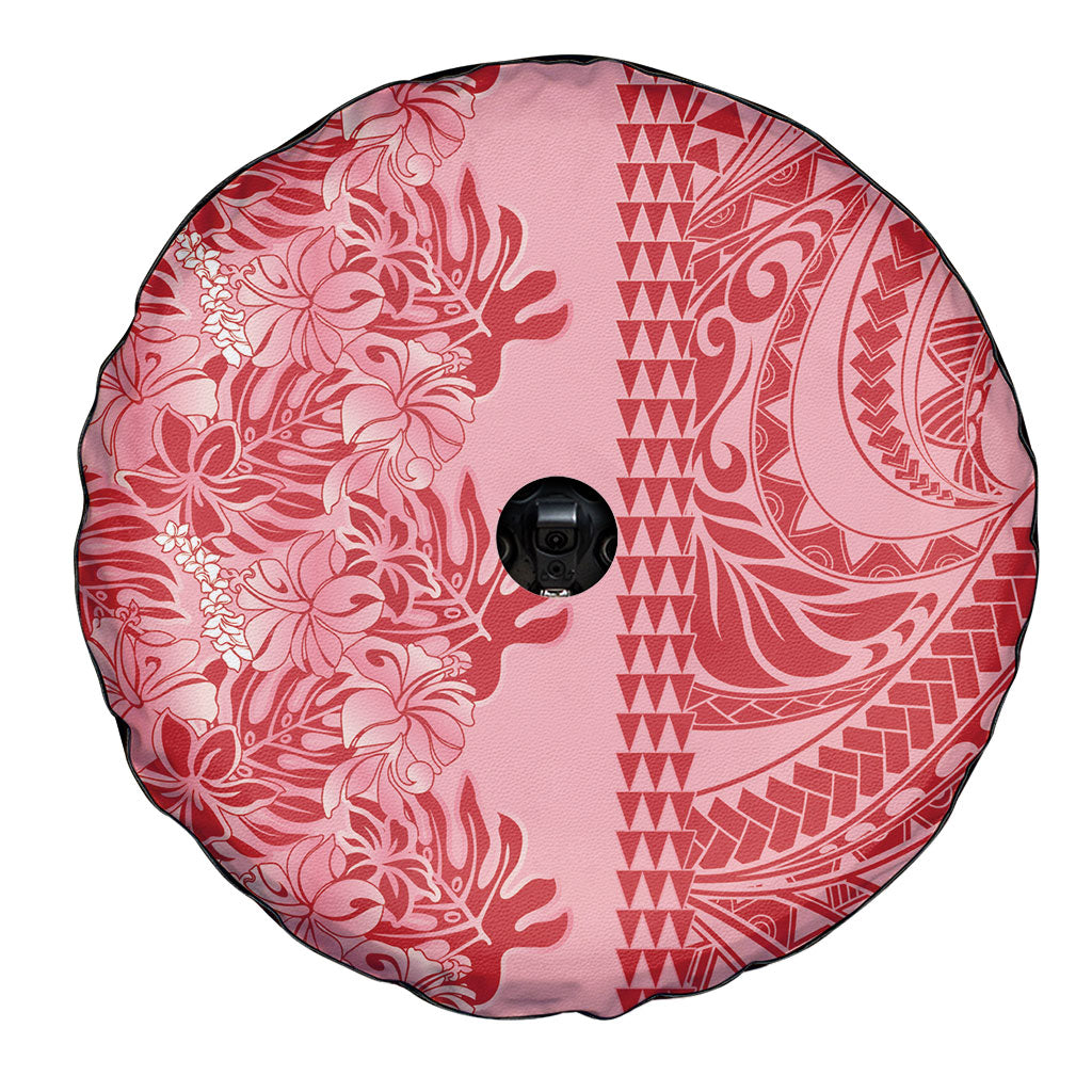 Red Hibiscus Monstera Seamless Kakau Hawaii Spare Tire Cover LT14 - Polynesian Pride