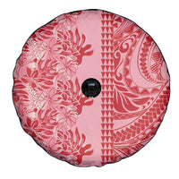 Red Hibiscus Monstera Seamless Kakau Hawaii Spare Tire Cover LT14 - Polynesian Pride