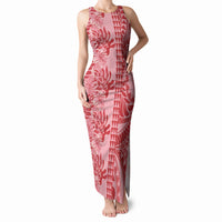 Red Hibiscus Monstera Seamless Kakau Hawaii Tank Maxi Dress LT14 Women Red - Polynesian Pride