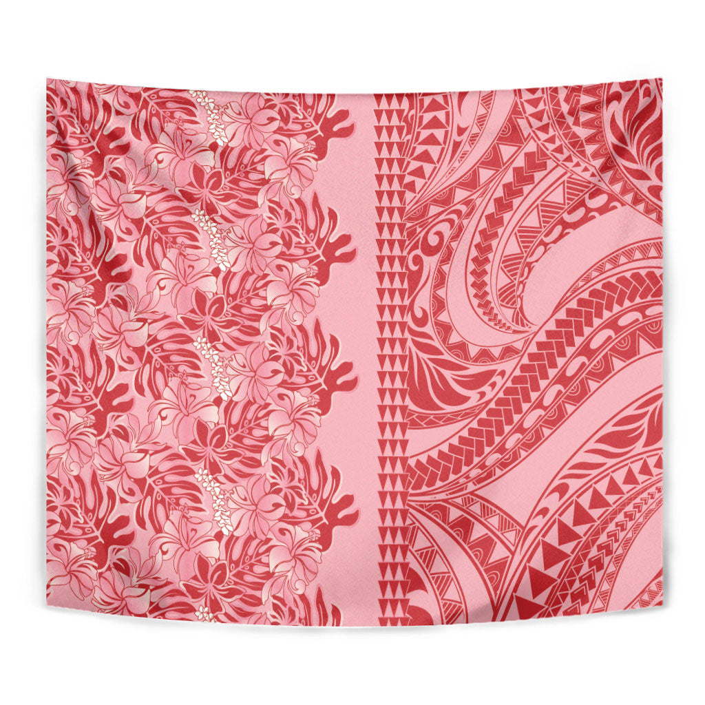 Red Hibiscus Monstera Seamless Kakau Hawaii Tapestry LT14 - Polynesian Pride