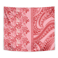 Red Hibiscus Monstera Seamless Kakau Hawaii Tapestry LT14 - Polynesian Pride