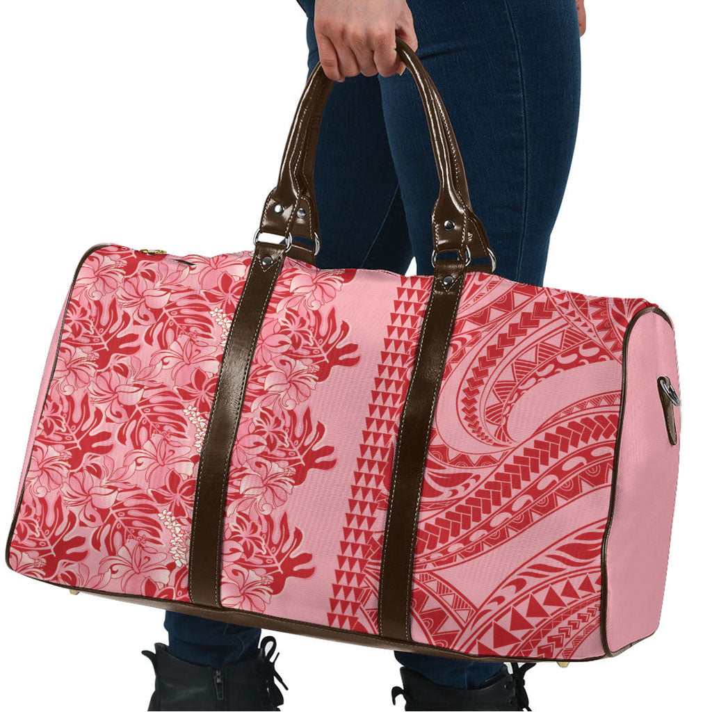 Red Hibiscus Monstera Seamless Kakau Hawaii Travel Bag LT14 - Polynesian Pride