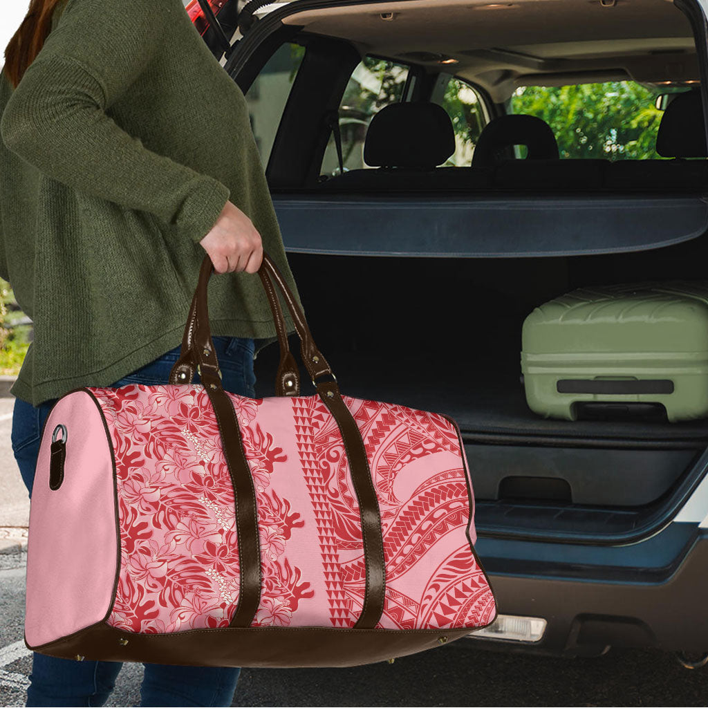 Red Hibiscus Monstera Seamless Kakau Hawaii Travel Bag LT14 - Polynesian Pride