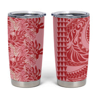 Red Hibiscus Monstera Seamless Kakau Hawaii Tumbler Cup LT14 Red - Polynesian Pride