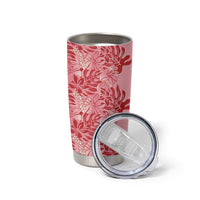 Red Hibiscus Monstera Seamless Kakau Hawaii Tumbler Cup LT14 - Polynesian Pride