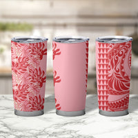 Red Hibiscus Monstera Seamless Kakau Hawaii Tumbler Cup LT14 - Polynesian Pride