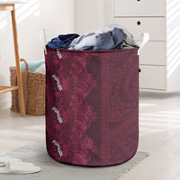 Burgundy Hibiscus Monstera Seamless Kakau Hawaii Laundry Basket LT14 Burgundy - Polynesian Pride