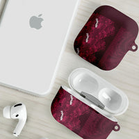Burgundy Hibiscus Monstera Seamless Kakau Hawaii AirPods Case LT14 - Polynesian Pride