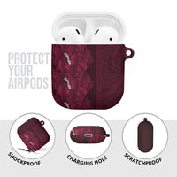 Burgundy Hibiscus Monstera Seamless Kakau Hawaii AirPods Case LT14 - Polynesian Pride