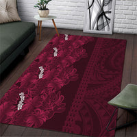 Burgundy Hibiscus Monstera Seamless Kakau Hawaii Area Rug LT14 Burgundy - Polynesian Pride