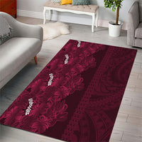 Burgundy Hibiscus Monstera Seamless Kakau Hawaii Area Rug LT14 - Polynesian Pride