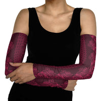 Burgundy Hibiscus Monstera Seamless Kakau Hawaii Arm Sleeves LT14 - Polynesian Pride