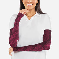 Burgundy Hibiscus Monstera Seamless Kakau Hawaii Arm Sleeves LT14 - Polynesian Pride