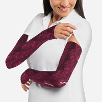 Burgundy Hibiscus Monstera Seamless Kakau Hawaii Arm Sleeves LT14 - Polynesian Pride