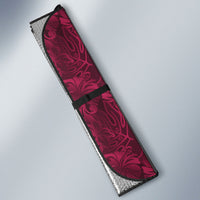 Burgundy Hibiscus Monstera Seamless Kakau Hawaii Auto Sun Shade LT14 - Polynesian Pride