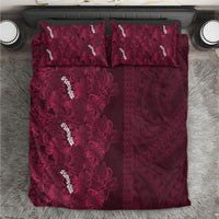 Burgundy Hibiscus Monstera Seamless Kakau Hawaii Bedding Set LT14 Burgundy - Polynesian Pride