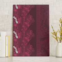 Burgundy Hibiscus Monstera Seamless Kakau Hawaii Canvas Wall Art LT14 Without Frame Burgundy - Polynesian Pride