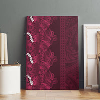Burgundy Hibiscus Monstera Seamless Kakau Hawaii Canvas Wall Art LT14 - Polynesian Pride