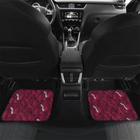 Burgundy Hibiscus Monstera Seamless Kakau Hawaii Car Mats LT14 Set 2pcs - Back Burgundy - Polynesian Pride
