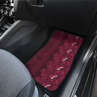 Burgundy Hibiscus Monstera Seamless Kakau Hawaii Car Mats LT14 - Polynesian Pride