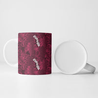 Burgundy Hibiscus Monstera Seamless Kakau Hawaii Ceramic Mug LT14 - Polynesian Pride