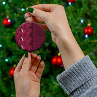Burgundy Hibiscus Monstera Seamless Kakau Hawaii Ceramic Ornament LT14 - Polynesian Pride