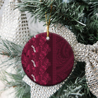 Burgundy Hibiscus Monstera Seamless Kakau Hawaii Ceramic Ornament LT14 - Polynesian Pride