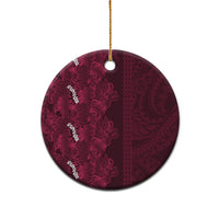 Burgundy Hibiscus Monstera Seamless Kakau Hawaii Ceramic Ornament LT14 - Polynesian Pride