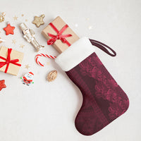 Burgundy Hibiscus Monstera Seamless Kakau Hawaii Christmas Stocking LT14 - Polynesian Pride
