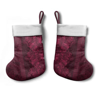 Burgundy Hibiscus Monstera Seamless Kakau Hawaii Christmas Stocking LT14 - Polynesian Pride