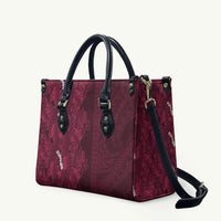 Burgundy Hibiscus Monstera Seamless Kakau Hawaii Leather Bag LT14 Burgundy - Polynesian Pride