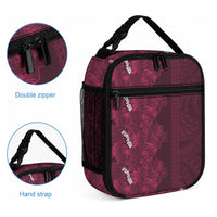 Burgundy Hibiscus Monstera Seamless Kakau Hawaii Lunch Bag LT14 - Polynesian Pride