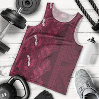Burgundy Hibiscus Monstera Seamless Kakau Hawaii Men Tank Top LT14 - Polynesian Pride