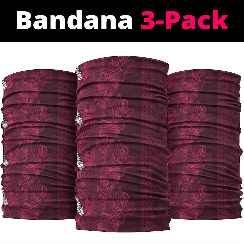 Burgundy Hibiscus Monstera Seamless Kakau Hawaii Neck Gaiter