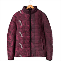 Burgundy Hibiscus Monstera Seamless Kakau Hawaii Padded Jacket LT14 - Polynesian Pride