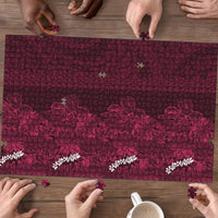 Burgundy Hibiscus Monstera Seamless Kakau Hawaii Puzzle LT14 - Polynesian Pride