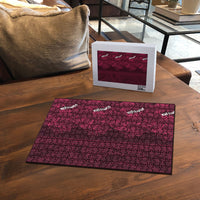 Burgundy Hibiscus Monstera Seamless Kakau Hawaii Puzzle LT14 - Polynesian Pride