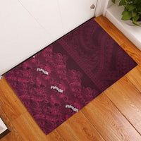 Burgundy Hibiscus Monstera Seamless Kakau Hawaii Rubber Doormat LT14 - Polynesian Pride