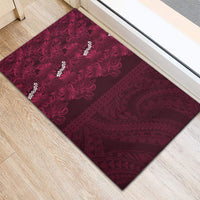 Burgundy Hibiscus Monstera Seamless Kakau Hawaii Rubber Doormat LT14 - Polynesian Pride