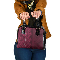 Burgundy Hibiscus Monstera Seamless Kakau Hawaii Shoulder Handbag LT14 One Size Burgundy - Polynesian Pride