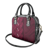Burgundy Hibiscus Monstera Seamless Kakau Hawaii Shoulder Handbag LT14 - Polynesian Pride
